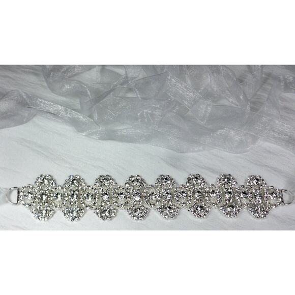 Beautiful Rhinestone Organza Bridal Belt Wedding  MOB Prom Statement  belt - Picture 2 of 5